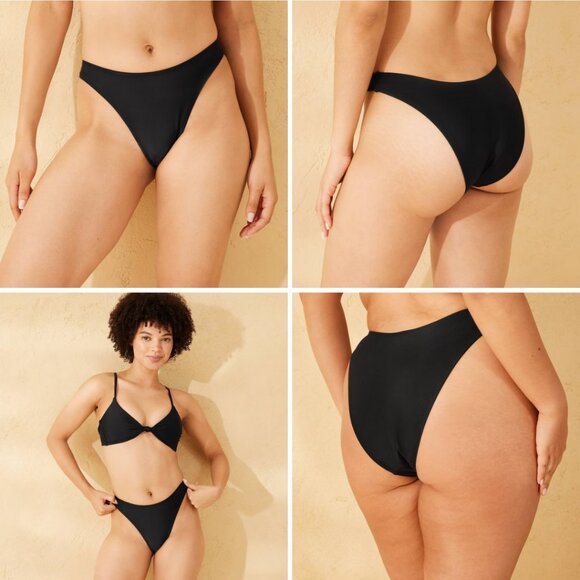 Wild Fable Womens Mid Rise Super Cheeky Bikini Bottom Black Small New With Tags - Picture 3 of 16